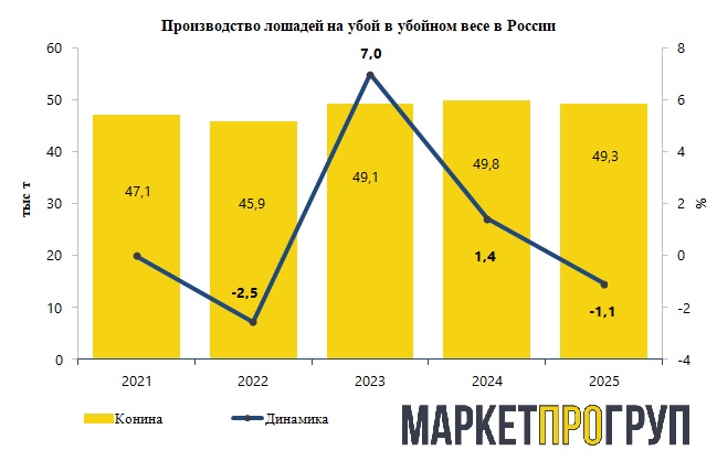 Производство конины в России в 2025 году сократилось впервые за последние годы | Новости рынка | МаркетПроГруп